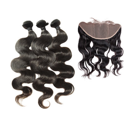 Indian Virgin Hair Body Wave A Lace Frontal With 3 Bundles Deal