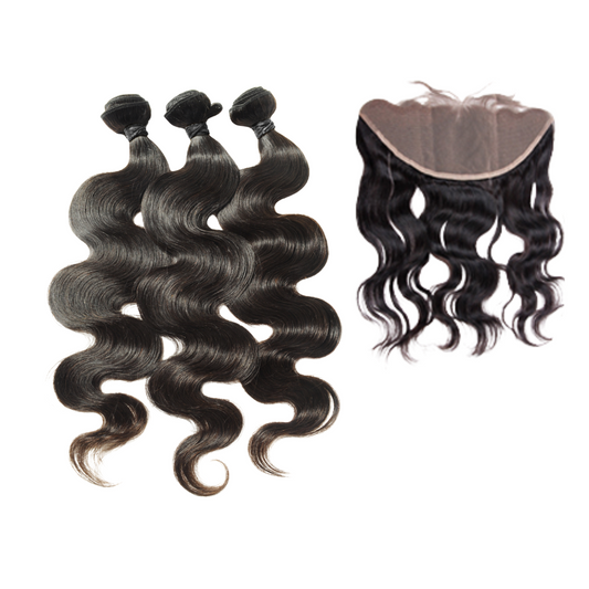 Indian Virgin Hair Body Wave A Lace Frontal With 3 Bundles Deal