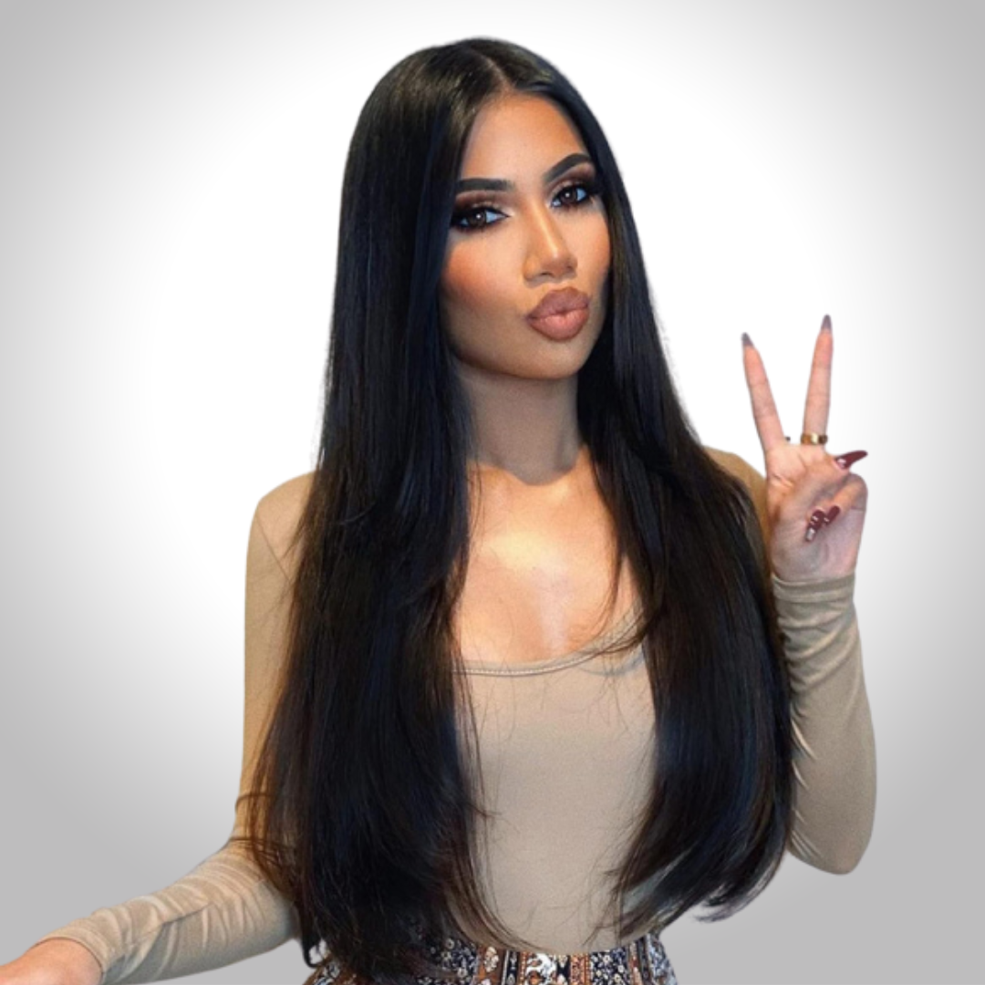 KIM 250% Thickest Density Big Bomb Hair Silky Straight 13"×4" Lace Front Wigs Indian Remy Human Hair