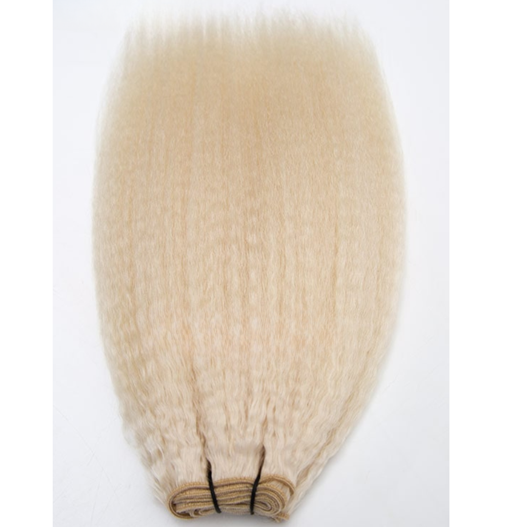[Grade A+] European Virgin Hair Weaves White Blonde Kinky Straight Hair Bundles