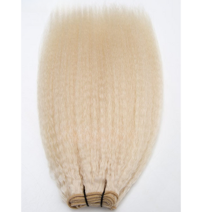 [Grade A+] European Virgin Hair Weaves White Blonde Kinky Straight Hair Bundles
