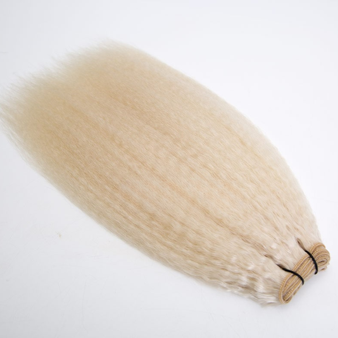 [Grade A+] European Virgin Hair Weaves White Blonde Kinky Straight Hair Bundles