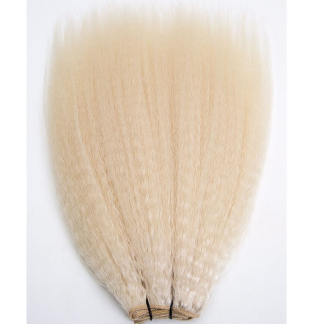 [Grade A+] European Virgin Hair Weaves White Blonde Kinky Straight Hair Bundles