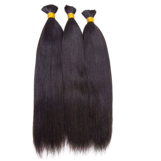 Yaki Straight Bulk Hair Bundles for Braiding,Indian Remy Human Hair