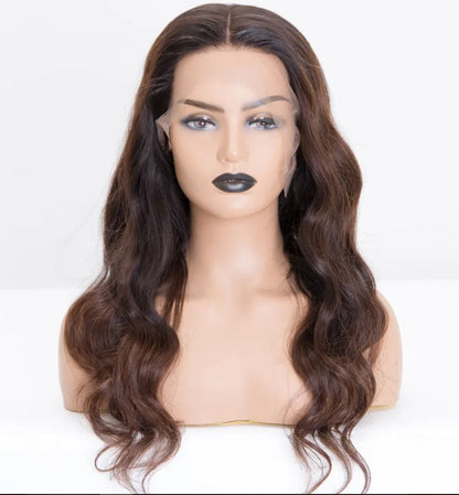 SASHA 100% Virgin European Hair  Grade 12A Dark Brown Balayage Lace Front Slight Wave