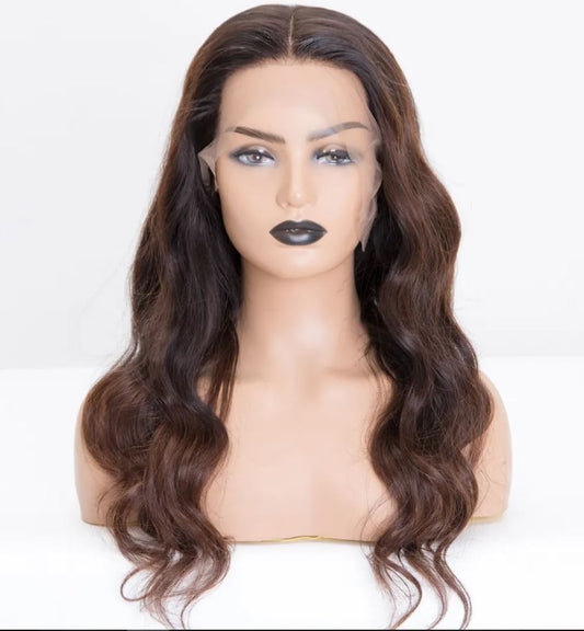 SASHA 100% Virgin European Hair  Grade 12A Dark Brown Balayage Lace Front Slight Wave