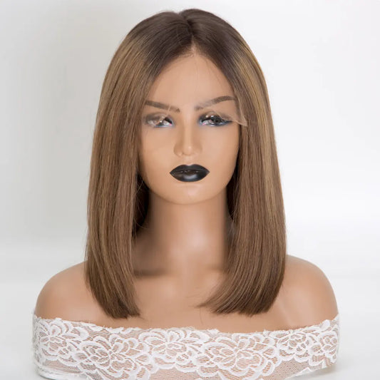 SOPHIA 12A Grade Full Hand Tied Brown Balayage Bob 100% European Virgin Human Remy Hair