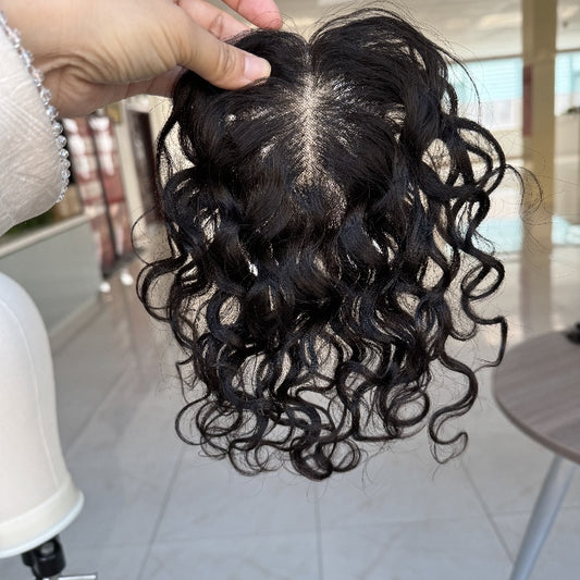 Sheila 3x4 Low Density Full Hand Tied Mono Base Topper Double Drawn Human Hair Mini Topper