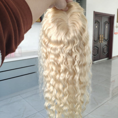 Marsha Curly 12A Grade 100% Virgin European Human Hair Topper Full Hand Tied Mono Base