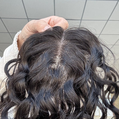Sheila 3x4 Low Density Full Hand Tied Mono Base Topper Double Drawn Human Hair Mini Topper