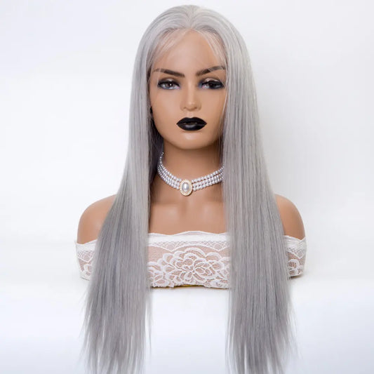 CRYSTAL Grey color full lace wig full hand tied wig high quality virgin human hair