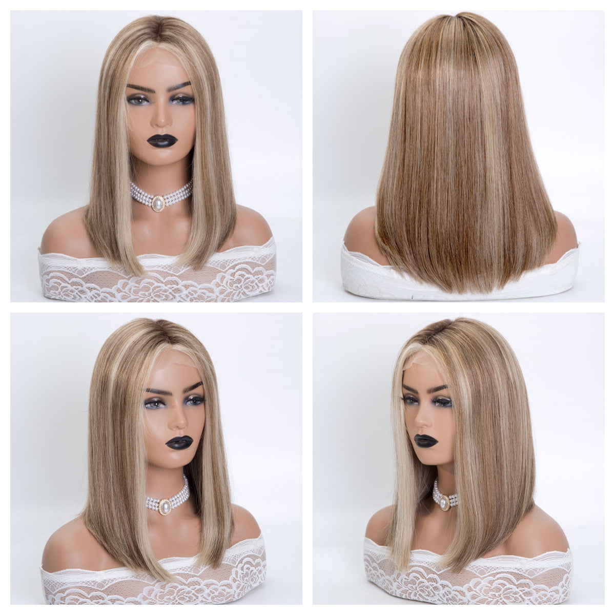 SELENA 14" Balayage Mono Top Lace Front Fully Hand Tied Virgin European Remy Hair