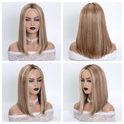 SELENA 14" Balayage Mono Top Lace Front Fully Hand Tied Virgin European Remy Hair