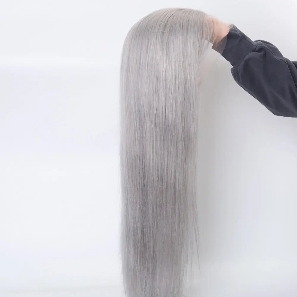 CRYSTAL Grey color full lace wig full hand tied wig high quality virgin human hair
