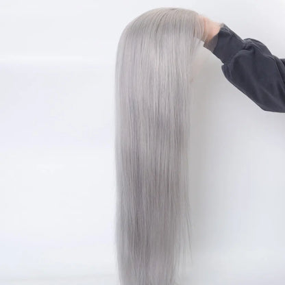 CRYSTAL Grey color full lace wig full hand tied wig high quality virgin human hair