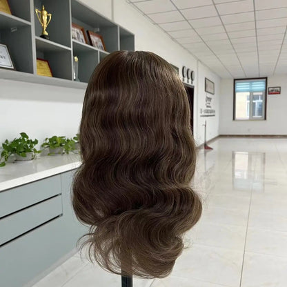 Becky Brown Balayage with Bangs Full Hand Tied with 5x5 Inch Silk 100% European Virgin Human Hair