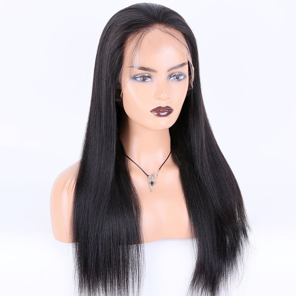 MARCELLA  Pre Plucked Hairline Brazilian Yaki Human Hair Wigs 150% Density Yaki Straight 360 Lace Front Wigs For Black Women