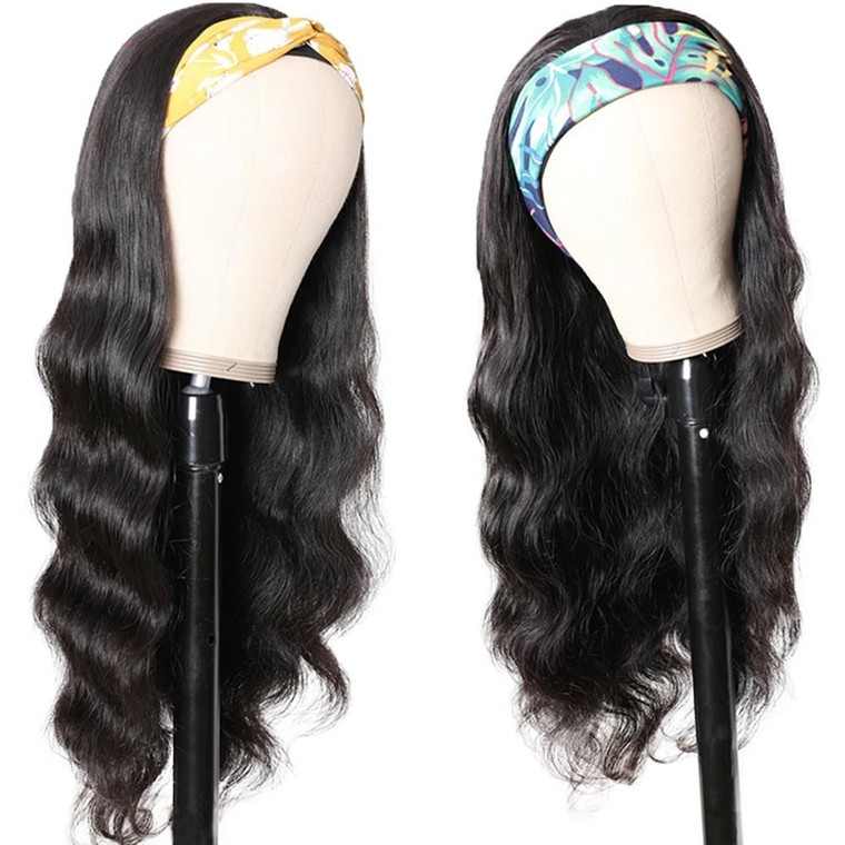 12A brazilian Virgin Human Hair body wave natural color 150% 180% No lace front wigs body wave headband wig for women