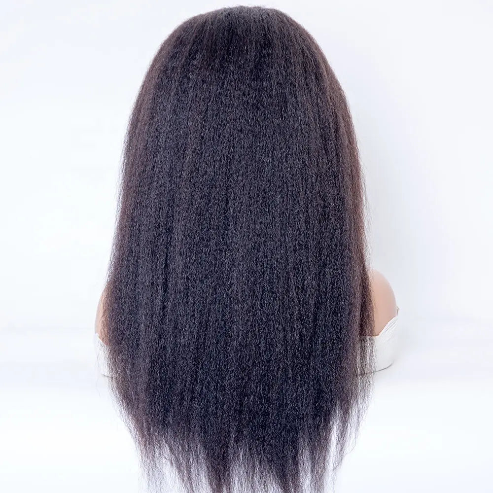 JADA  kinky straight with fashion 4C edge textured baby hairline virgin human remy hair Lace top wig