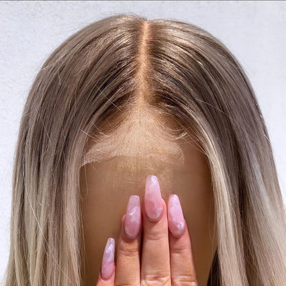 Porsha Customizable Dark Ash Blonde HD Glueless Loose Wave Ombre 12A Grade Cuticle Aligned 100% Virgin Brazilian Hair
