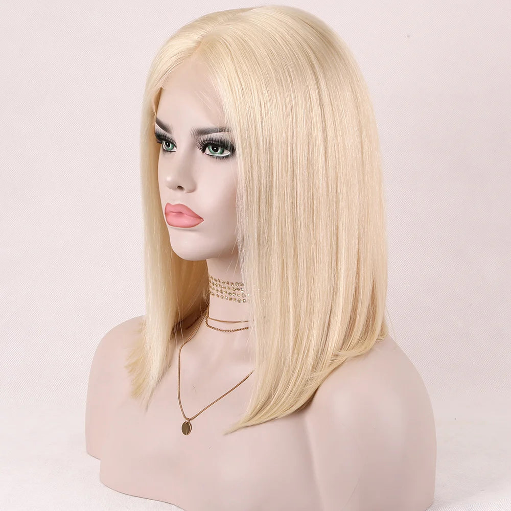 Barbie Blonde Short Hair Silk Top Glueless 12A Grade Cuticle Aligned 100% European Virgin Hair Pre plucked Hairline
