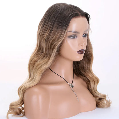 CARLY ombre color lace front wig 100% human hair curly blonde color cuticle aligned hair