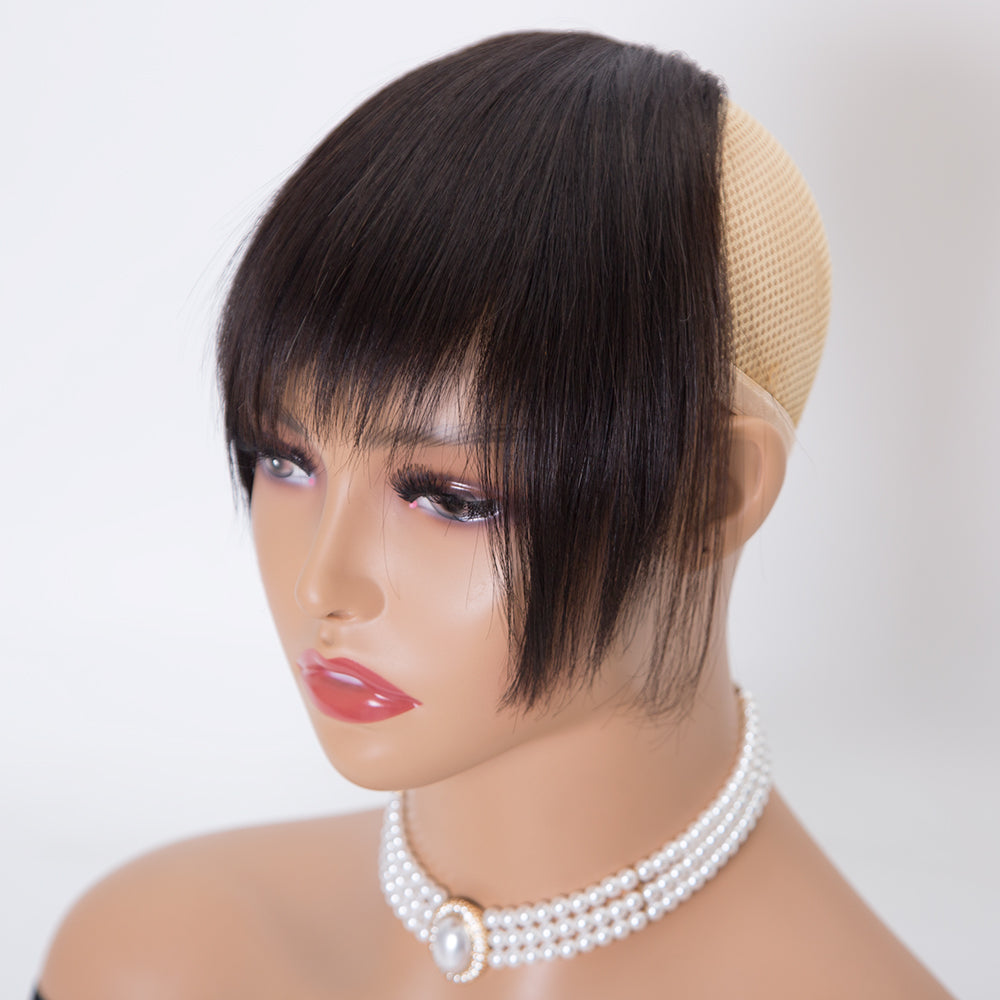 6 inch Natural black color human hair bangs for women