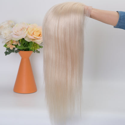 NATALIA  White Blonde 4x4 Silk Top 12A Grade 100% Virgin European Hair Glueless Medical Wig