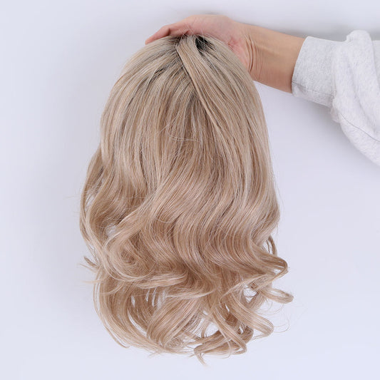 Bostock Hair Mono top high quality 4x4 5x5 half hand tied machine weft wave human hair