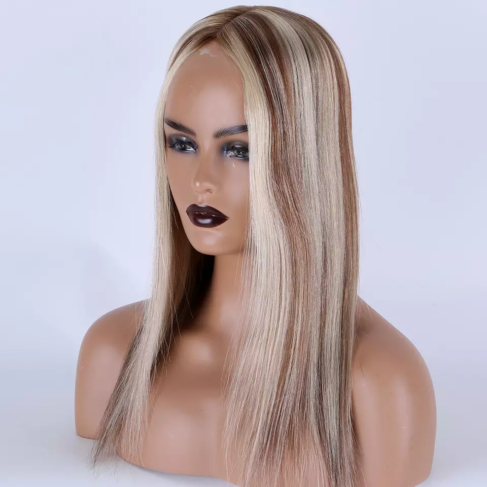 Celeste 5x5 100% Brazilian Remy Human Cuticle Aligned Grade 8A Hair Ombre Blonde Topper With 6 Clips in Silk Top