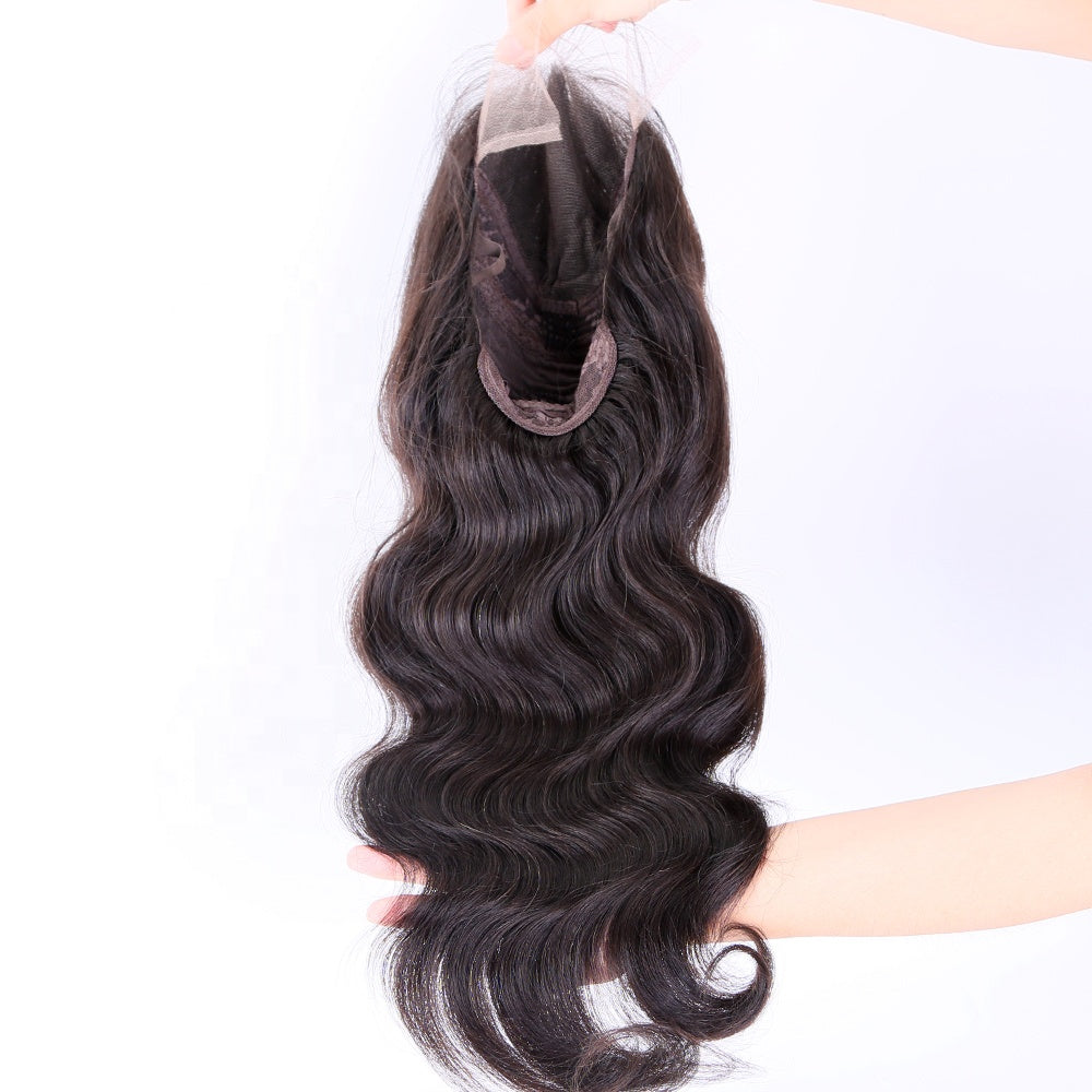 NIA HD single knots lace front wig natural black color body wave raw hair wigs