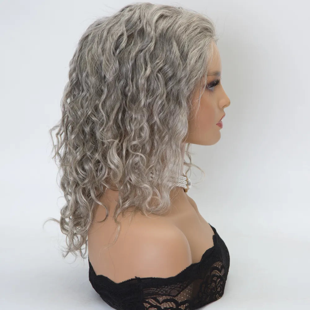 JULIE 10 inch Salt and Pepper Mono top 100% European Virgin Human Hair