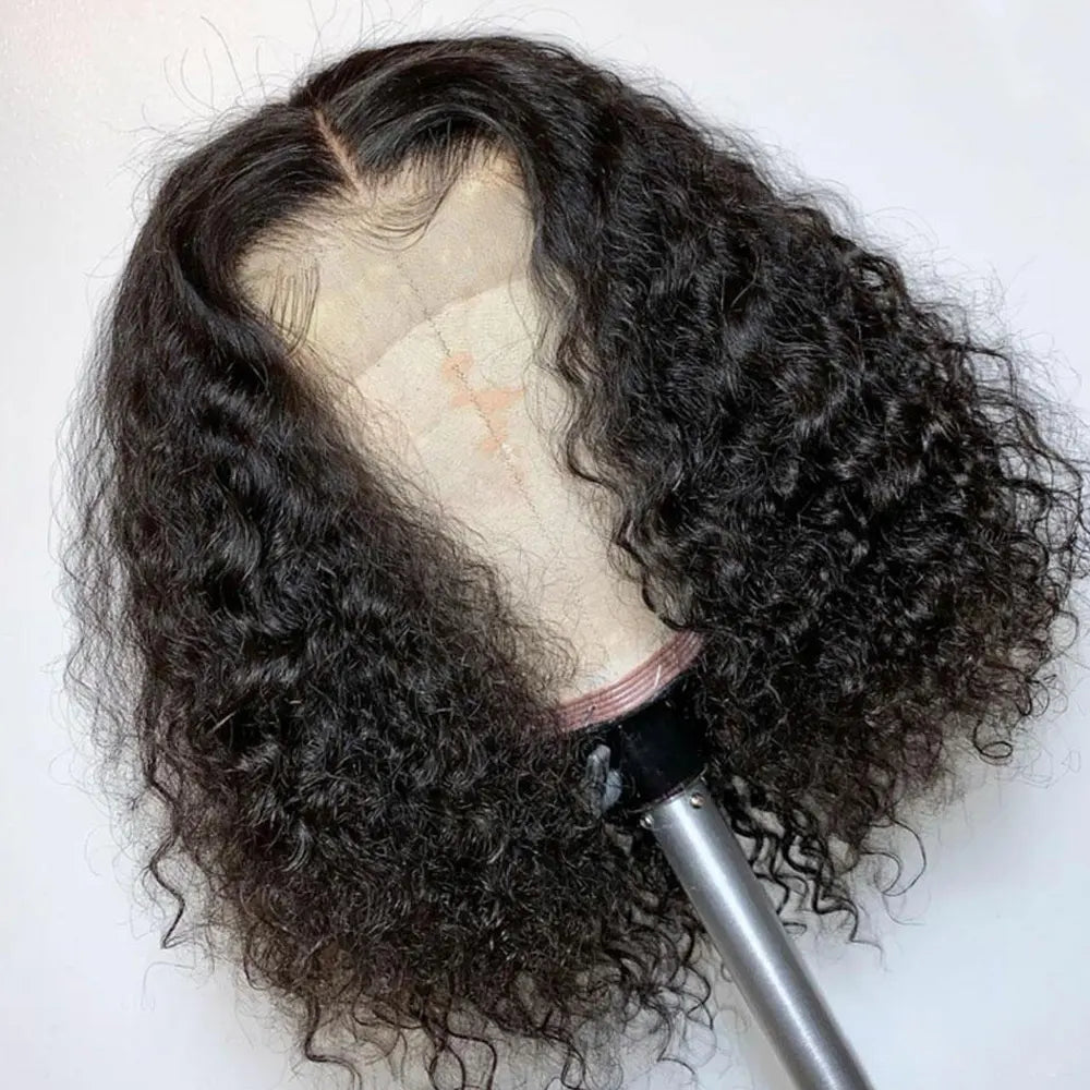 CELESTE Brazilian Short Kinky Curly Bob 13x4  Hd Transparent Lace Closure Glueless Wigs