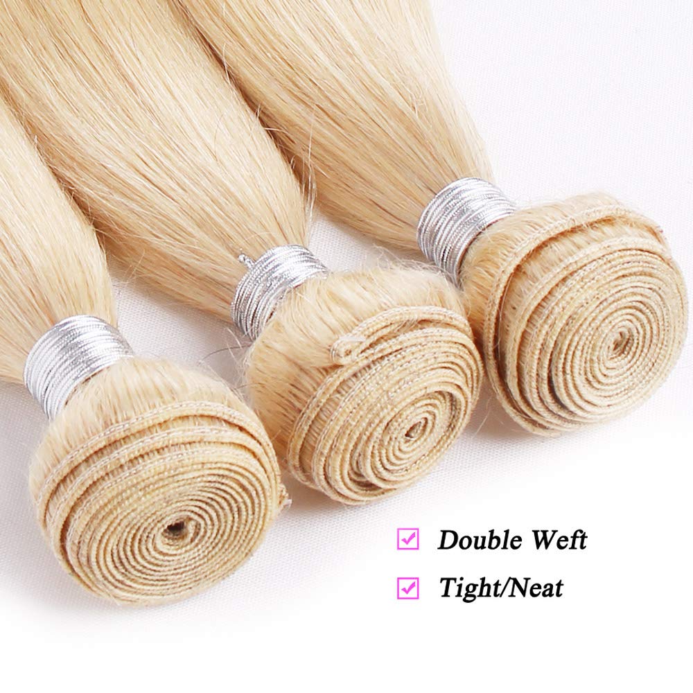 Straight Human Hair Extensions 613 Blonde Cuticle Brazilian Virgin Human Hair Bundles