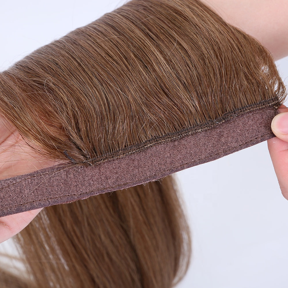 Ponytail hair extension straight human hair ponytail light brown color 100 grams
