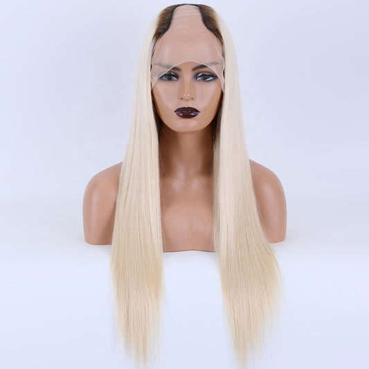 RAVEN U-part wig virgin european remy human hair roots blonde color