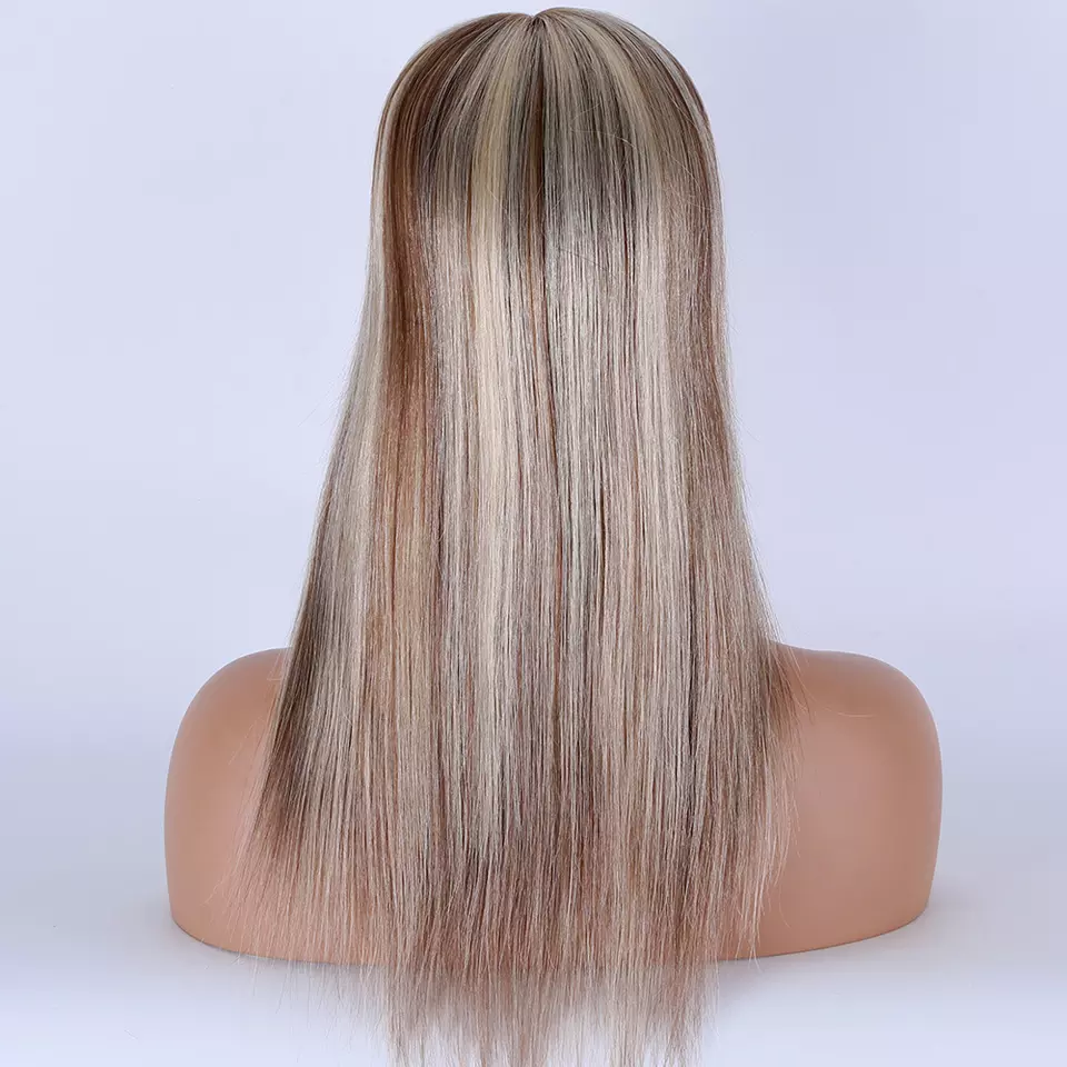 Celeste 5x5 100% Brazilian Remy Human Cuticle Aligned Grade 8A Hair Ombre Blonde Topper With 6 Clips in Silk Top