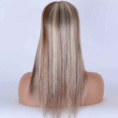 Celeste 5x5 100% Brazilian Remy Human Cuticle Aligned Grade 8A Hair Ombre Blonde Topper With 6 Clips in Silk Top