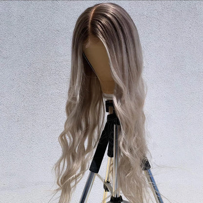 Porsha Customizable Dark Ash Blonde HD Glueless Loose Wave Ombre 12A Grade Cuticle Aligned 100% Virgin Brazilian Hair