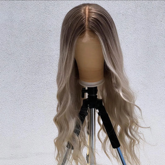 Porsha Customizable Dark Ash Blonde HD Glueless Loose Wave Ombre 12A Grade Cuticle Aligned 100% Virgin Brazilian Hair