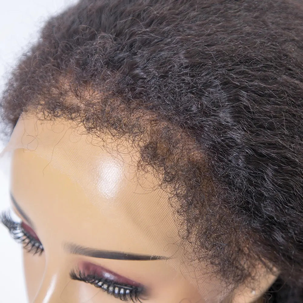 JADA  kinky straight with fashion 4C edge textured baby hairline virgin human remy hair Lace top wig