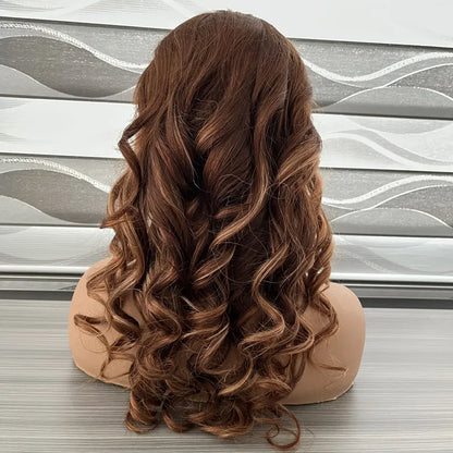 SHAKA 6# Highlight 27# Color 360 Lace Frontal Wig Wave Texture Human Hair Wigs Honey Blonde Ombre Color