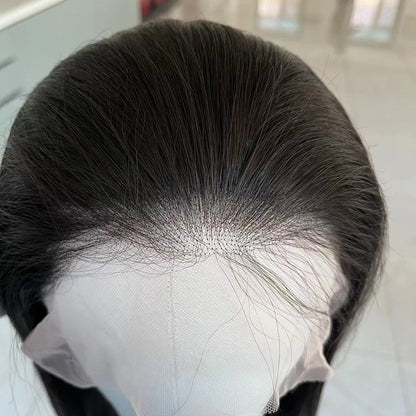 Customization 6*6 inch silk top full lace wig in natural brown color 16 inch European virgin human hair wig
