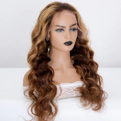 GISELLE 13x6 Deep Parting Lace Front Highlight Color  180% Density Indian Human Hair Wig