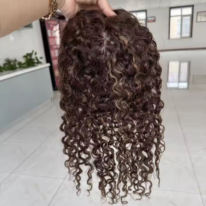 Suzie 3x5  Balayage Curly Topper Grade 12A  Virgin 100% European Remy Hair