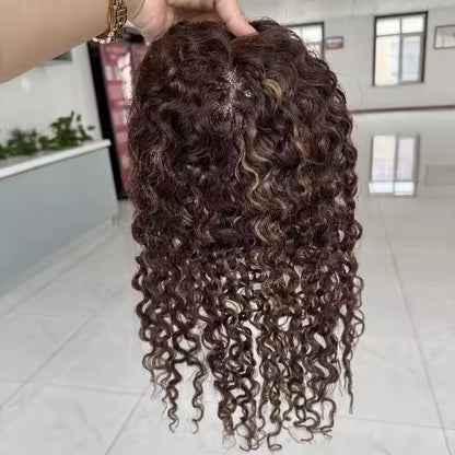 Suzie 3x5  Balayage Curly Topper Grade 12A  Virgin 100% European Remy Hair