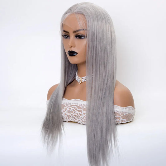 CRYSTAL Grey color full lace wig full hand tied wig high quality virgin human hair