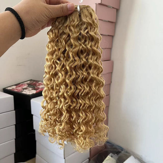 Curly texture human remy hair machine weft bundles