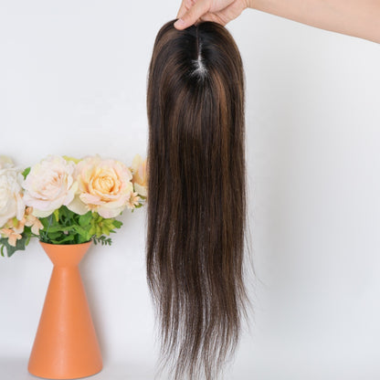 3X6 size mono topper pu around dark brown balayage color high quality human virgin hair topper