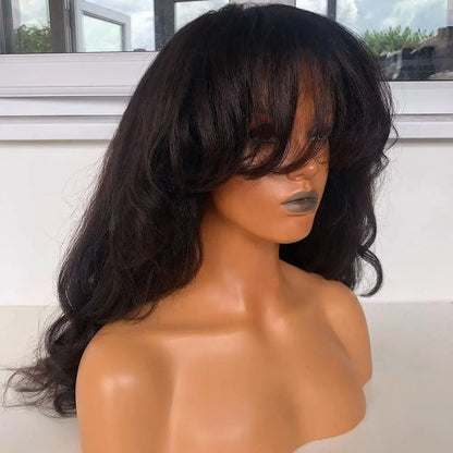 JASMINE Yaki Texture Full Hand tied human hair  with bangs